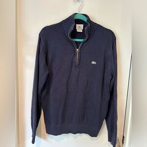 Lacoste- mens quarter zip navy sweater - used